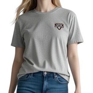 Harley-Davidson Womens Victory Graphic T-Shirt Gray Cotton Blend Large USA Made